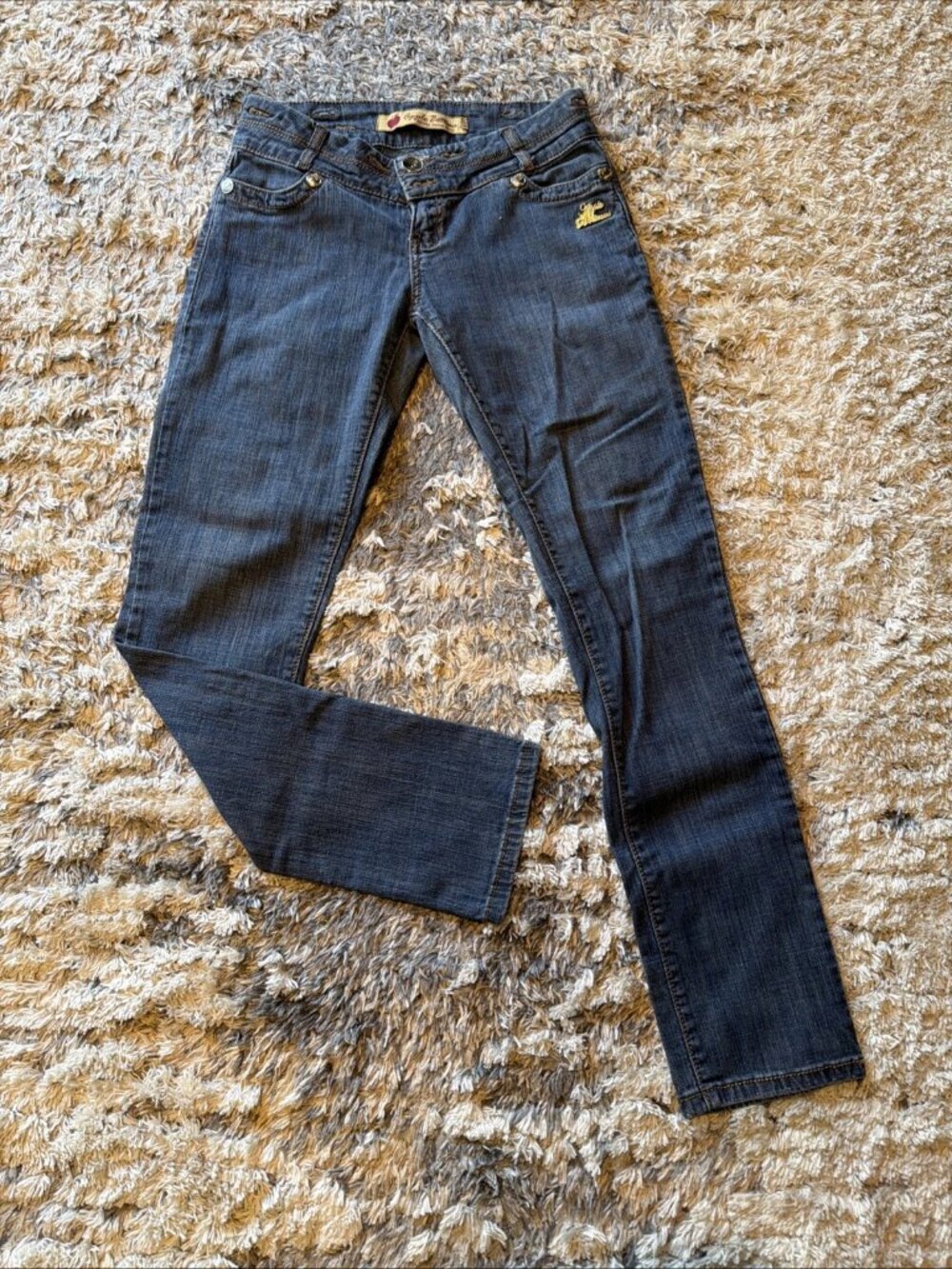 VTG APPLE BOTTOMS Denim Y2K Jeans Low Rise Metal Accents Pockets Women’s 7/8